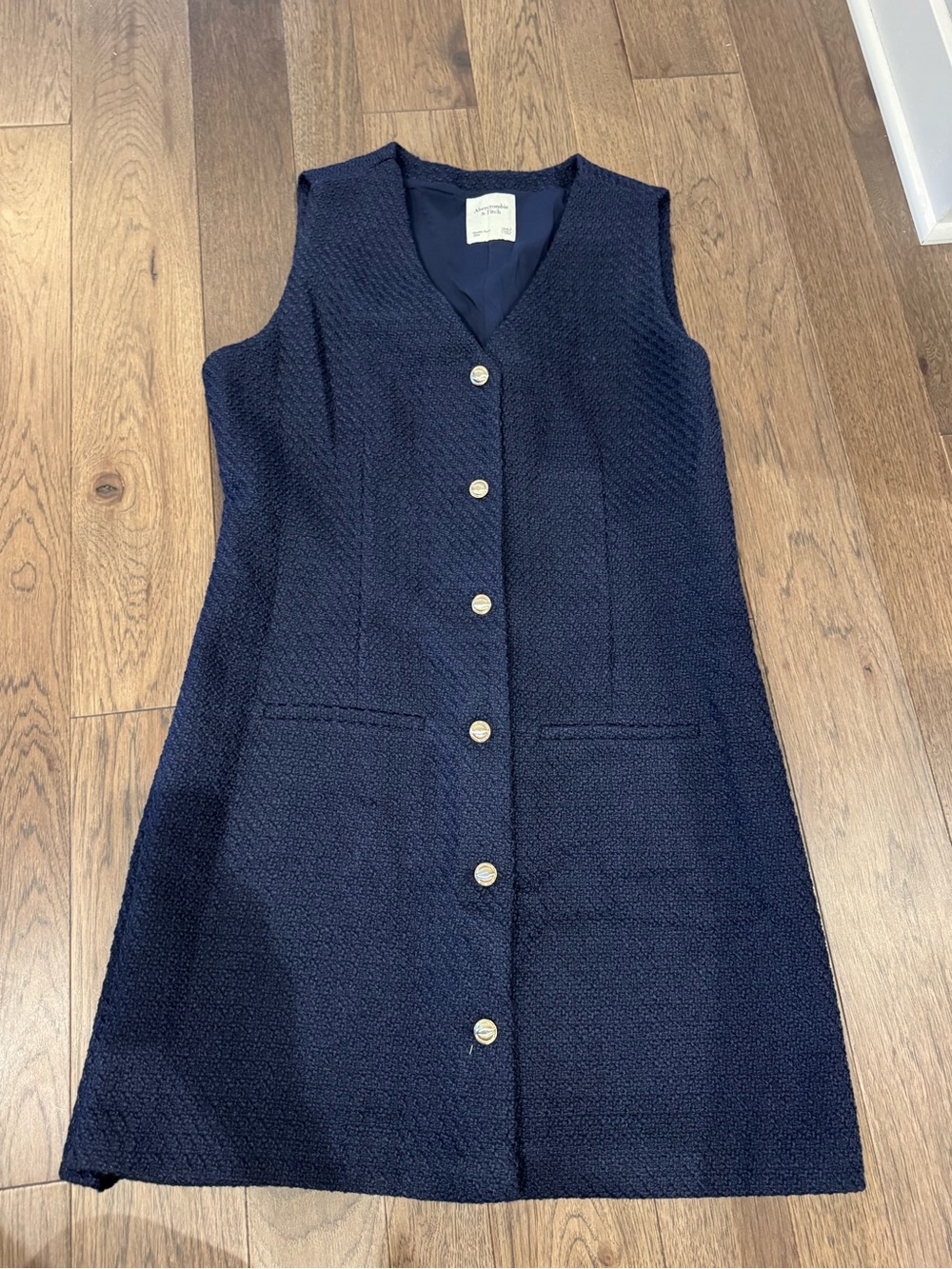 Abercrombie & Fitch The Mara Tweed Vest Mini Dress Navy Blue